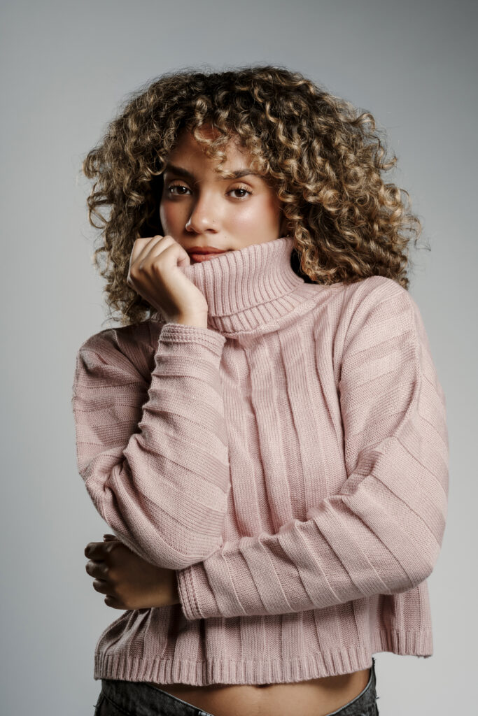 Chompa ⁠cuello alto tejido rosa